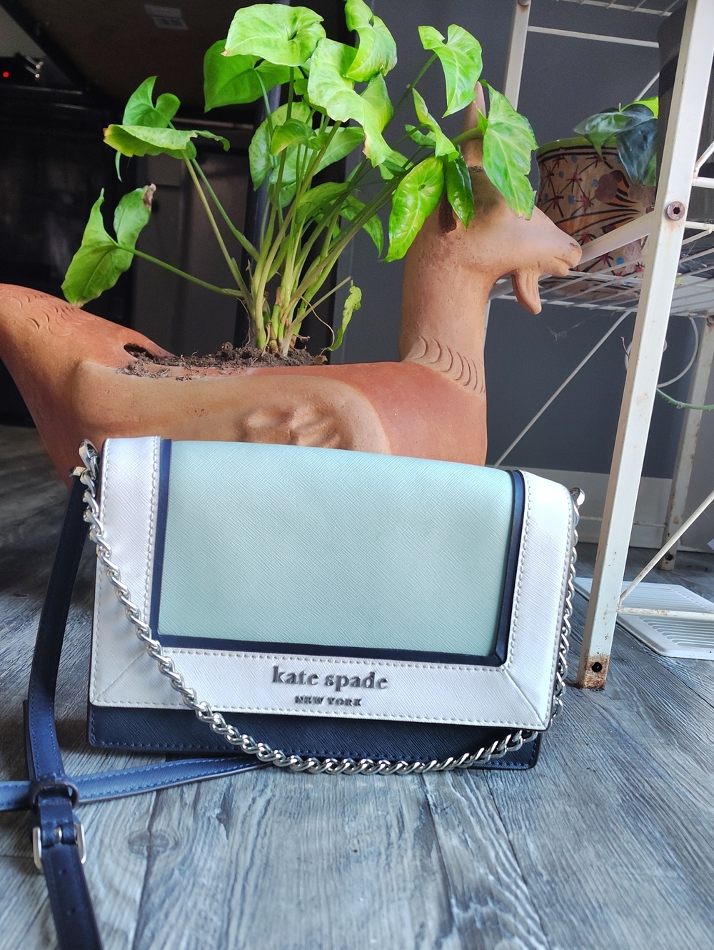 kate spade New York Pastel Blue & White Crossbody Bag